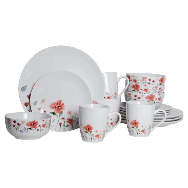 SETX16 VAJILLA RIPLEY HOME FLORES ROJAS PORCELANA - 1