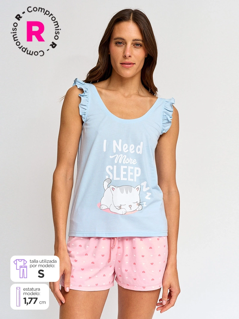 POLERA DE PIJAMA SIN MANGAS MUJER INDEX VUELOS