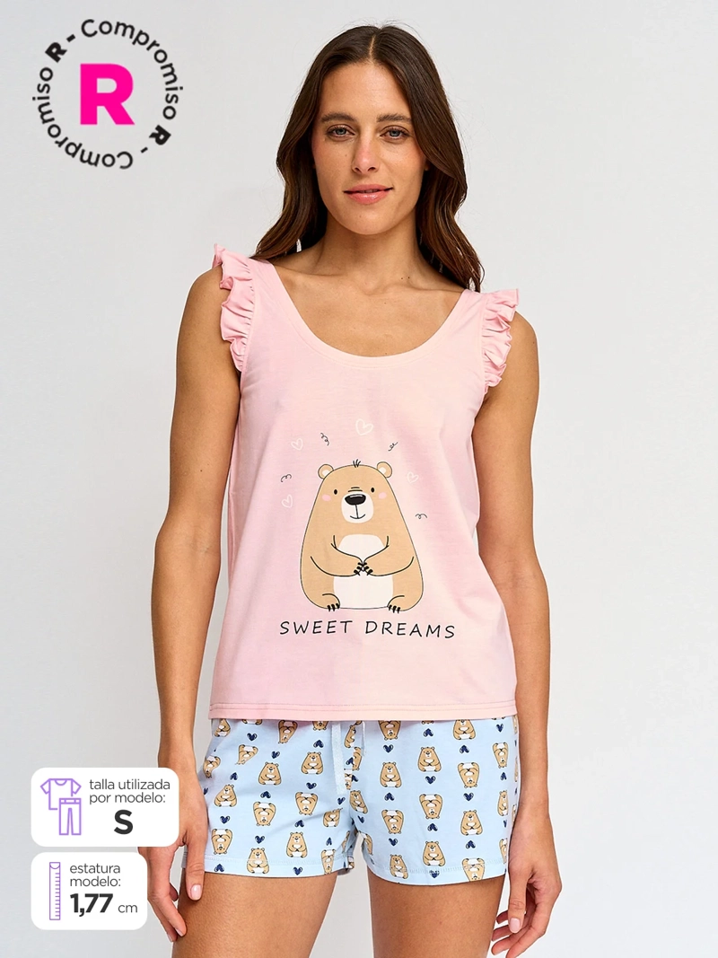 POLERA DE PIJAMA SIN MANGAS MUJER INDEX VUELOS - 1