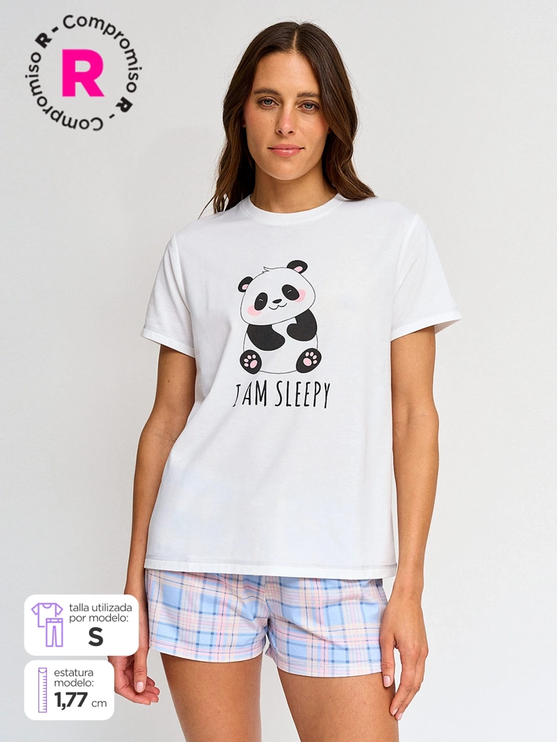 POLERA DE PIJAMA MANGA CORTA MUJER INDEX PANDA - 1