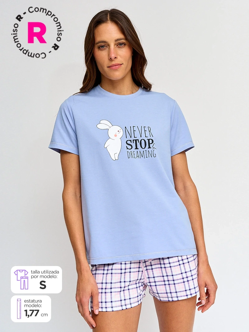 POLERA DE PIJAMA MANGA CORTA MUJER INDEX PANDA