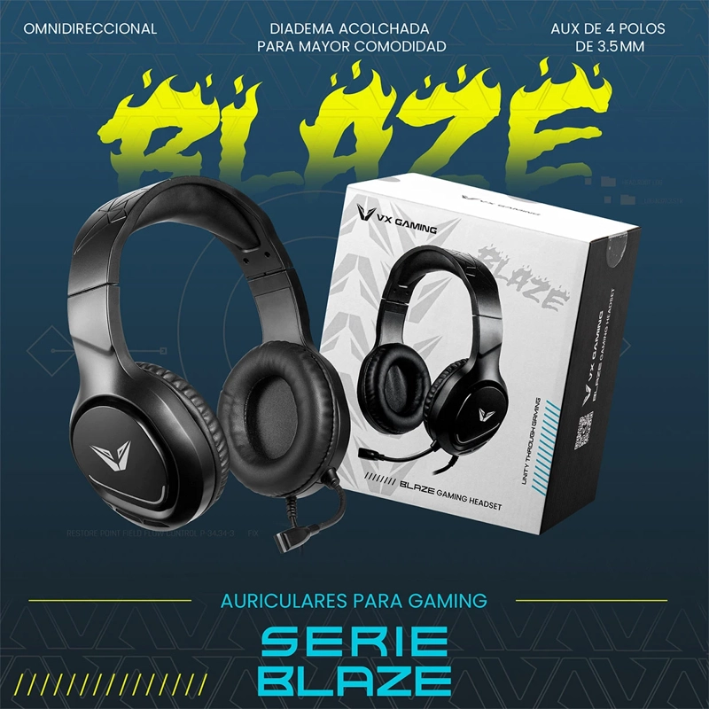 AUDÍFONOS VOLKANO ON EAR VX GAMING SERIE BLAZE - 7