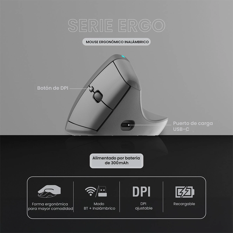 MOUSE INALÁMBRICO VOLKANO SERIE ERGO - 11