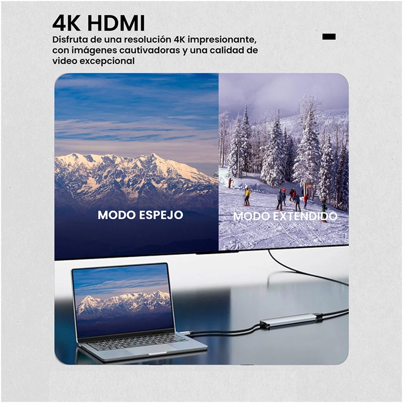 ADAPTADOR VOLKANO HUB EXPAND USB C 7 EN 1 - 7