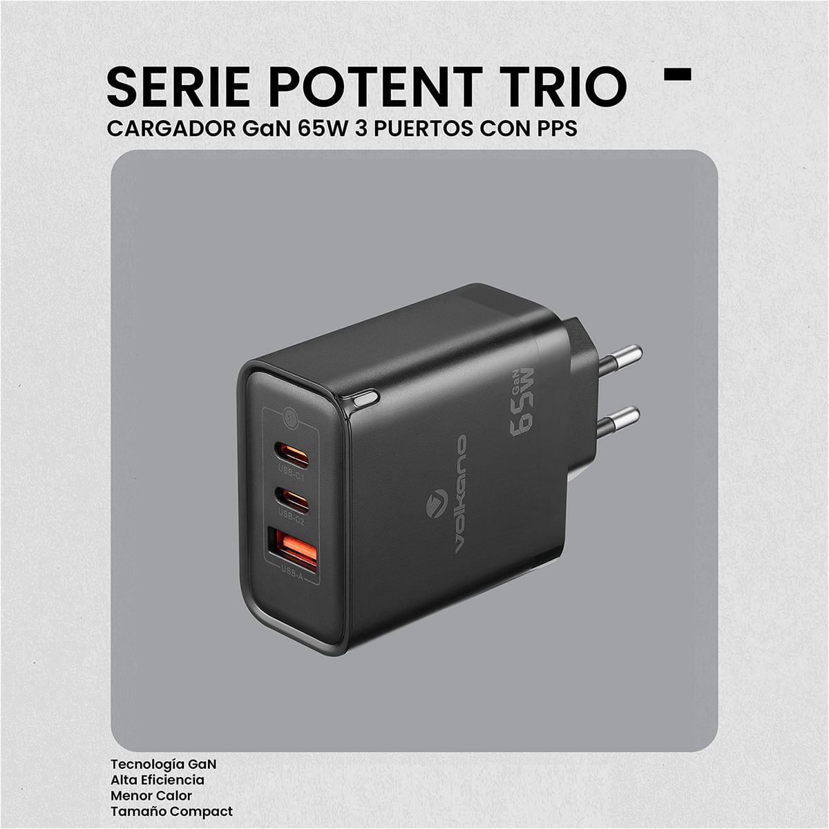 CARGADOR DE CELULAR 65W VOLKANO - 4