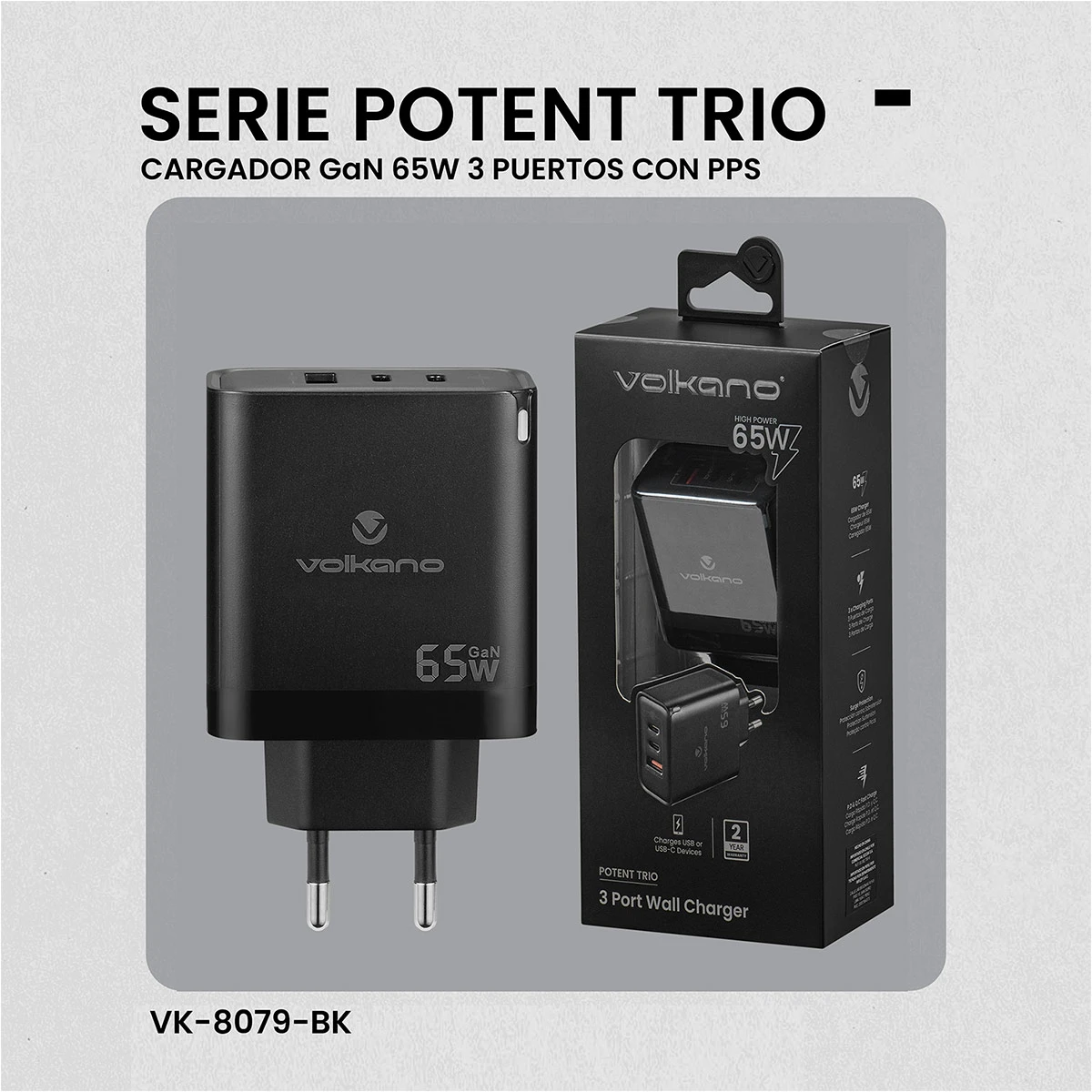CARGADOR DE CELULAR 65W VOLKANO - 5