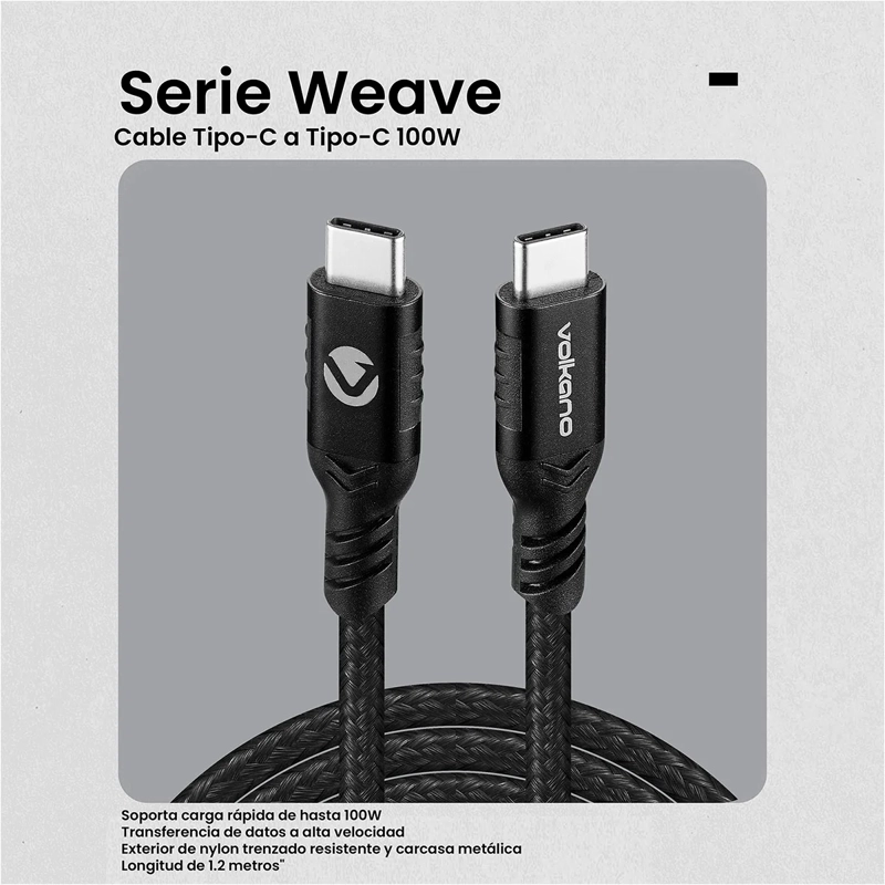 CABLE USB C 100W VOLKANO SERIE WEAV - 3