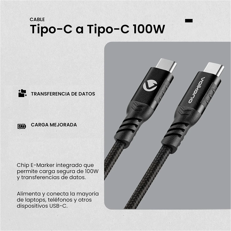 CABLE USB C 100W VOLKANO SERIE WEAV - 6