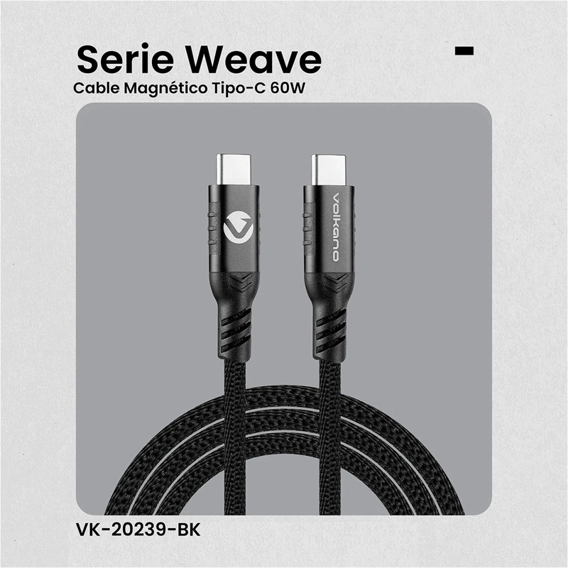CABLE USB C 60W VOLKANO SERIE WEAV MAGNÉTICO - 6