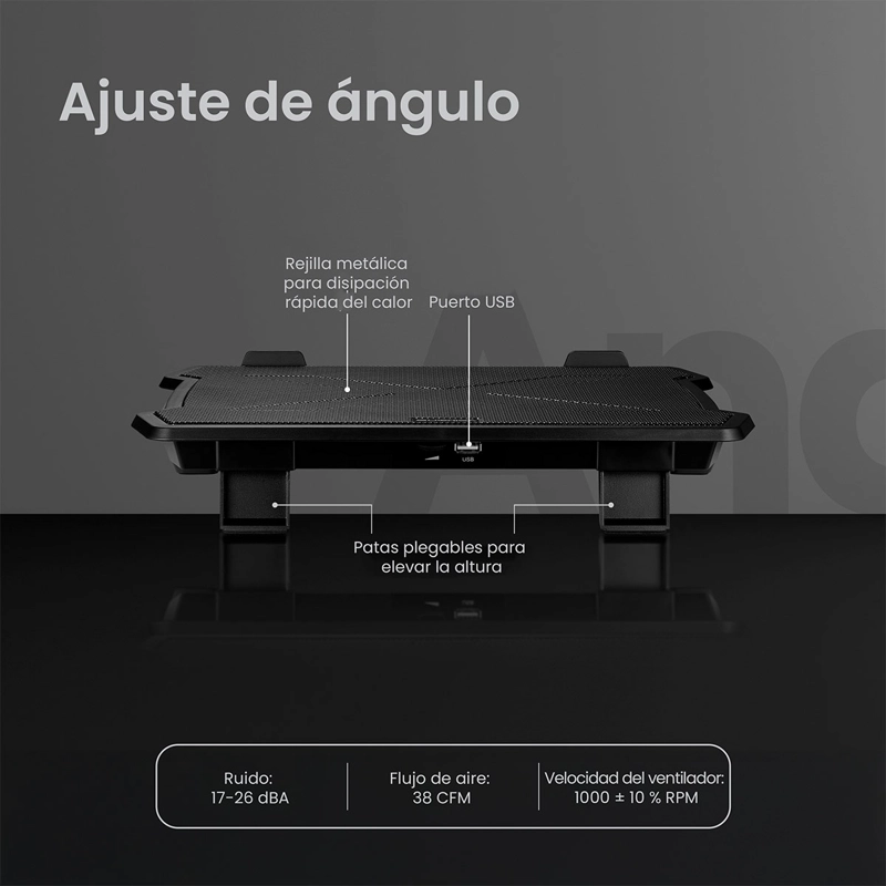 BASE PARA NOTEBOOK VOLKANO SERIE POLAR CON DOBLE VENTILADOR 15.6” - 8