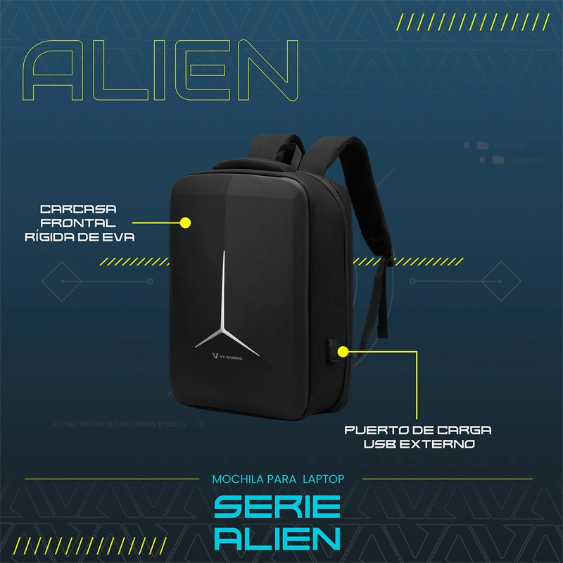MOCHILA VOLKANO VX GAMING ALIEN 20L - 9