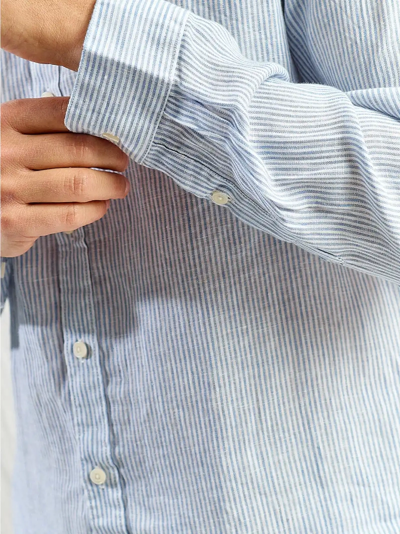 CAMISA HOMBRE SPAVALDI LINO CUELLO MAO MANGA LARGA - 3
