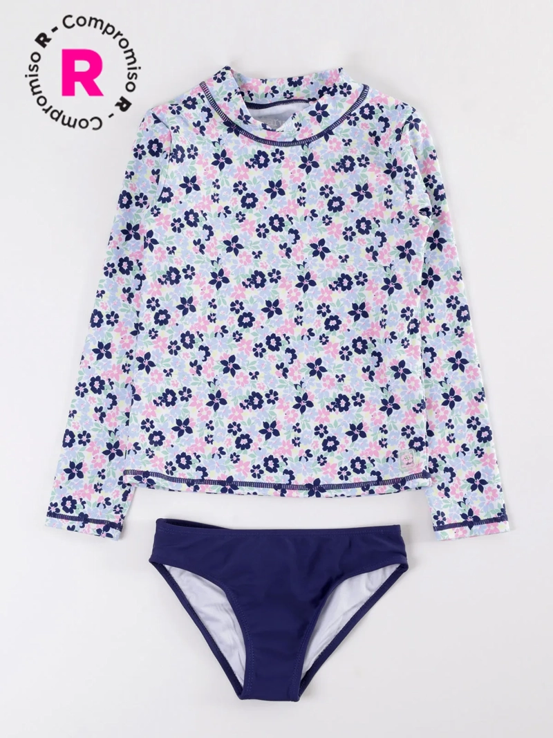SET TRAJE DE BAÑO MANGA LARGA NIÑA HARVEST FLORES - 1