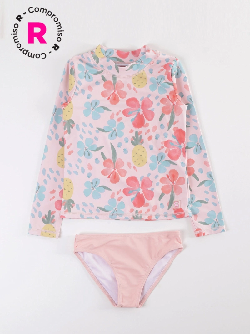 SET TRAJE DE BAÑO MANGA LARGA NIÑA HARVEST FLORES - 1