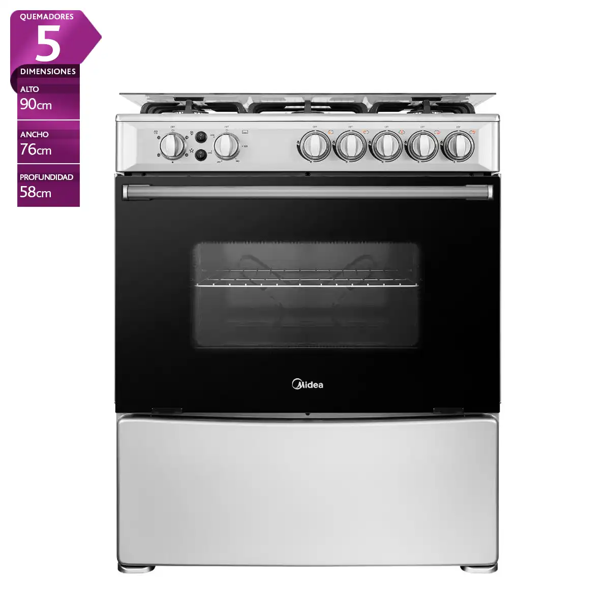 COCINA GAS LICUADO/NATURAL MIDEA 5 QUEMADORES MFO-MG30ACQSL - 1