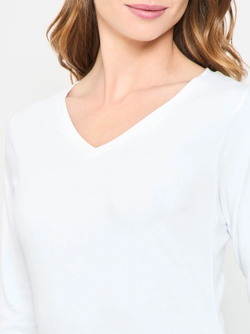 CAMISETA MANGA LARGA ALGODÓN MUJER PALMERS PREMIUM CUELLO V 401601 - 4