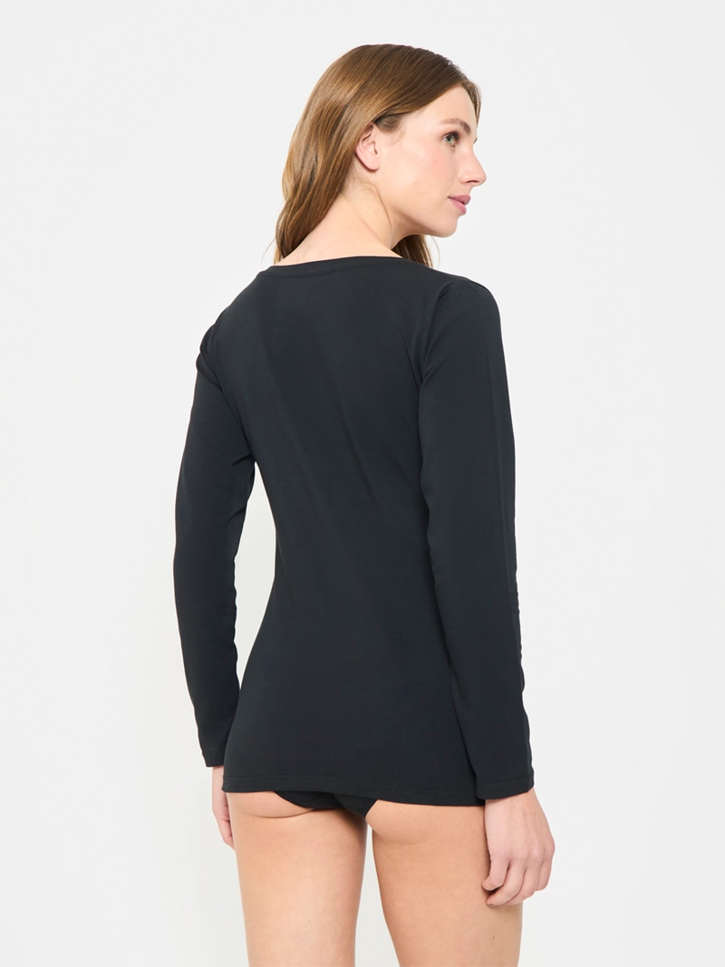 CAMISETA MANGA LARGA ALGODÓN MUJER PALMERS PREMIUM CUELLO V 401601 - 2