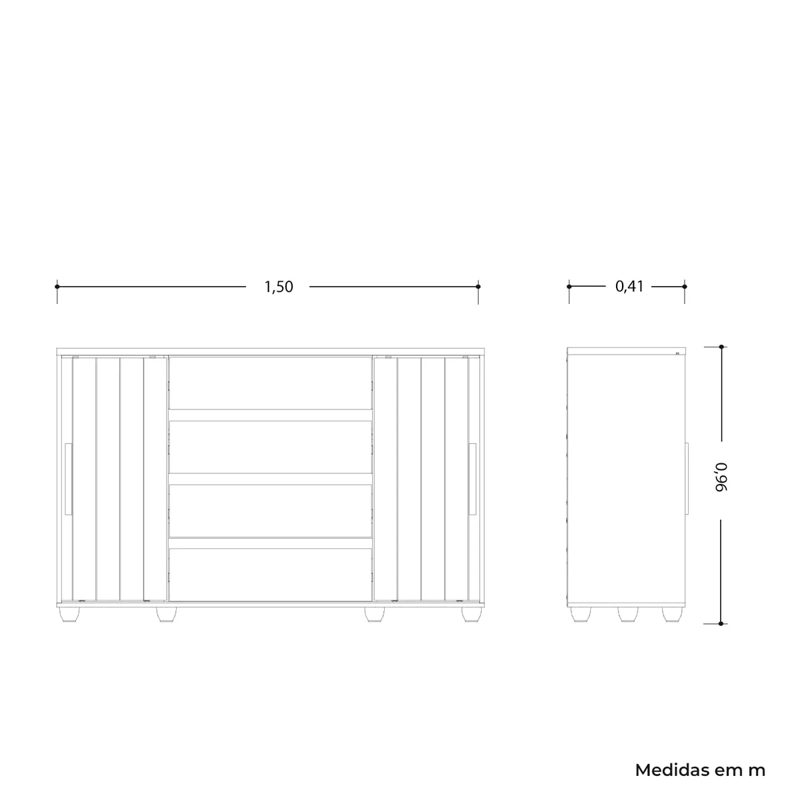 CÓMODA VEKKA HOME EVIDENZA 2 PUERTAS 4 CAJONES CAFÉ - 5