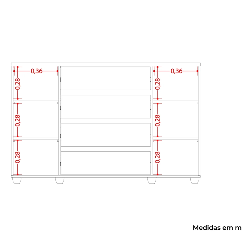 CÓMODA VEKKA HOME EVIDENZA 2 PUERTAS 4 CAJONES CAFÉ - 6