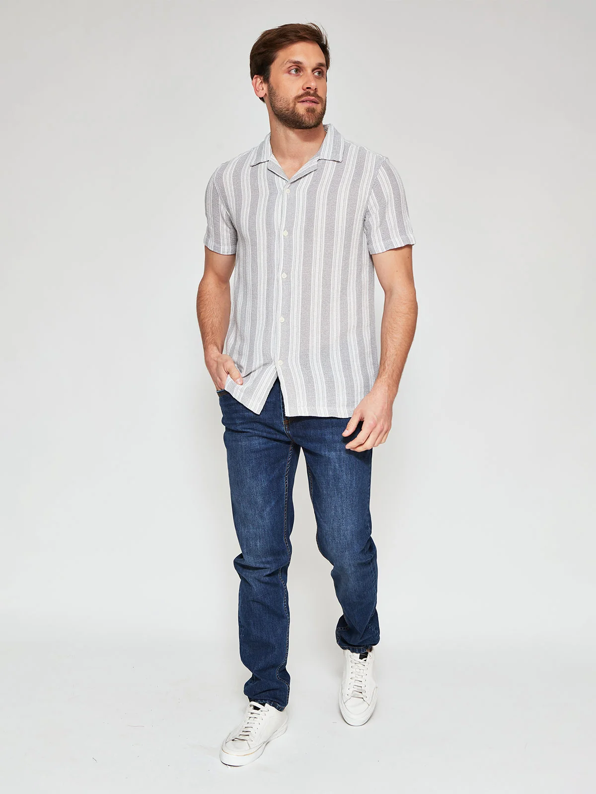CAMISA HOMBRE MARQUIS ALGODÓN MANGA CORTA LÍNEAS TEXTURAS - 4