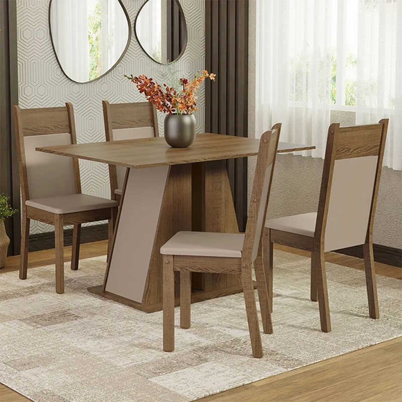 JUEGO DE COMEDOR VEKKA HOME ANGELA MORELLO 4 SILLAS BEIGE - 1