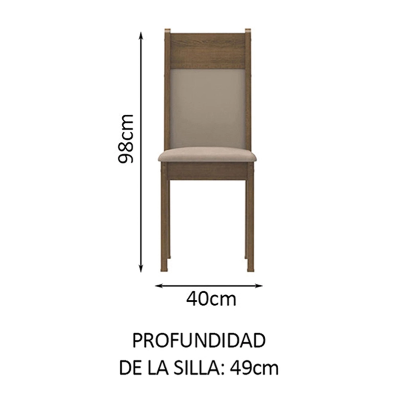 JUEGO DE COMEDOR VEKKA HOME ANGELA MORELLO 4 SILLAS BEIGE - 7