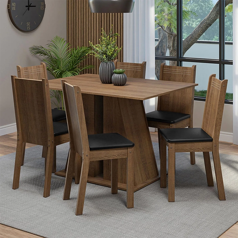 JUEGO DE COMEDOR VEKKA HOME ANGELO LUZ 6 SILLAS NEGRO - 1