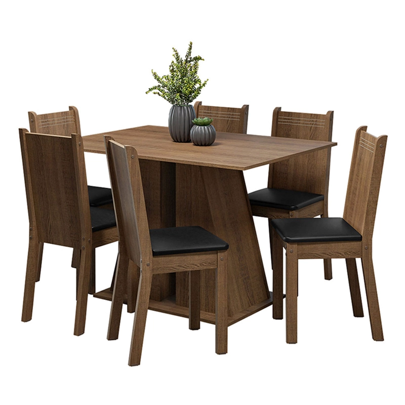 JUEGO DE COMEDOR VEKKA HOME ANGELO LUZ 6 SILLAS NEGRO - 2