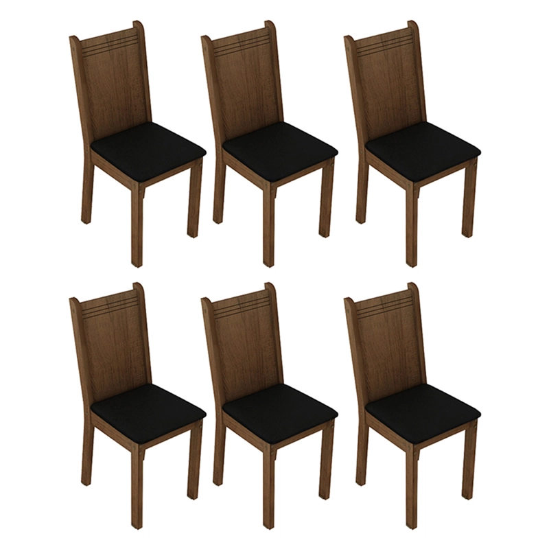 JUEGO DE COMEDOR VEKKA HOME ANGELO LUZ 6 SILLAS NEGRO - 6