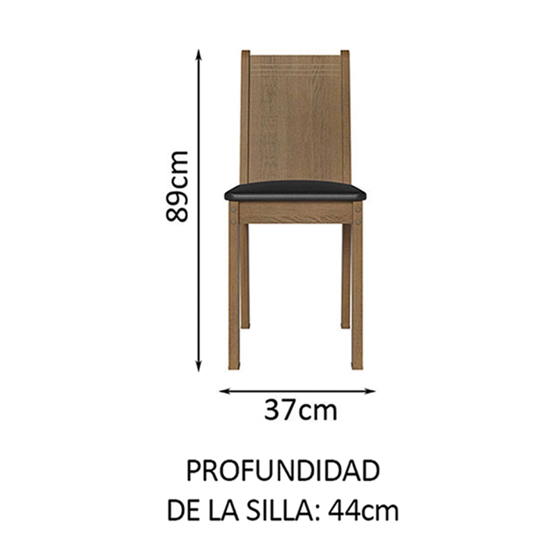 JUEGO DE COMEDOR VEKKA HOME ANGELO LUZ 6 SILLAS NEGRO - 8