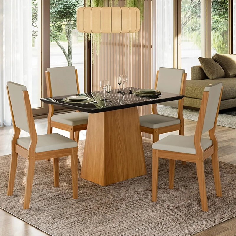 JUEGO DE COMEDOR VEKKA HOME BARBI CAROL 4 SILLAS BEIGE - 1