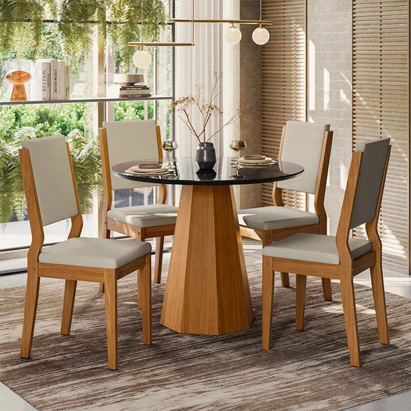 JUEGO DE COMEDOR VEKKA HOME ISIS CAROL 4 SILLAS BEIGE - 1
