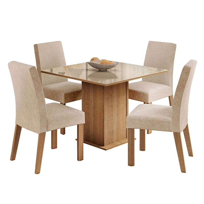 JUEGO DE COMEDOR VEKKA HOME LINDA FIORE 4 SILLA CAFÉ - 2