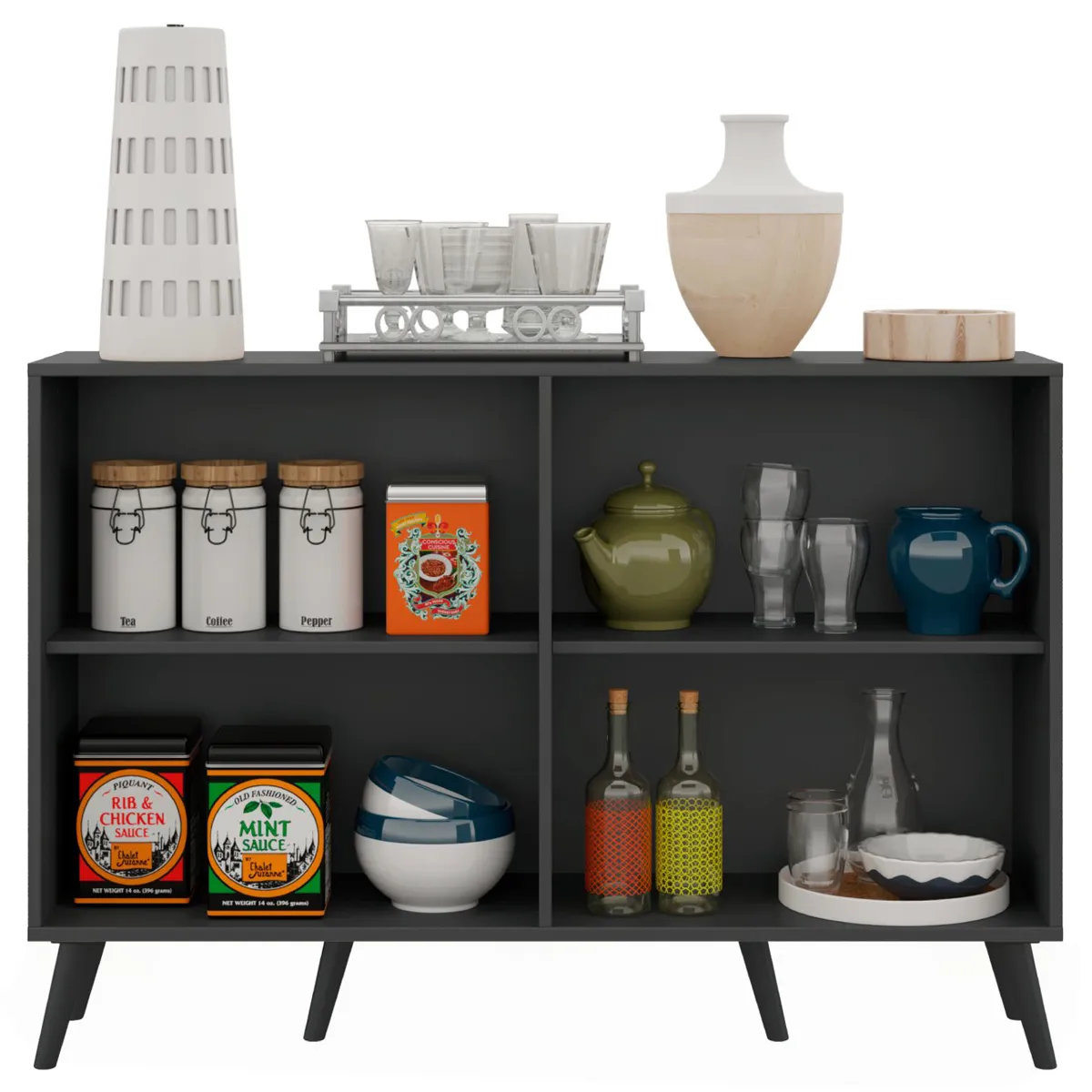 BUFFET BE DESIGN RETRO VIENA 4 PUERTAS NEGRO - 4