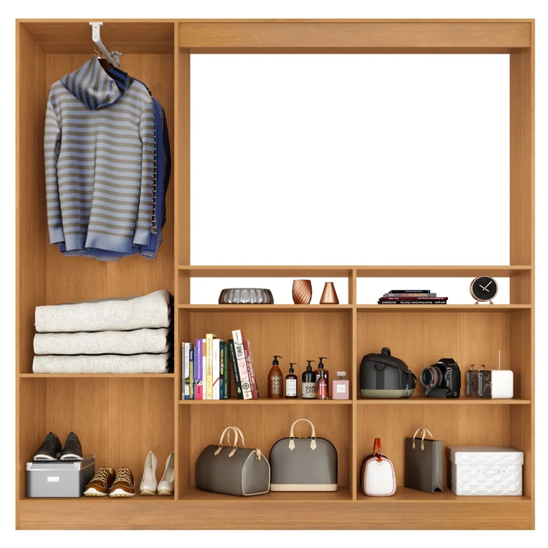 RACK TV BE DESIGN MDP 50" CON ARMARIO 6 PUERTAS NEGRO/CARAMELO - 2