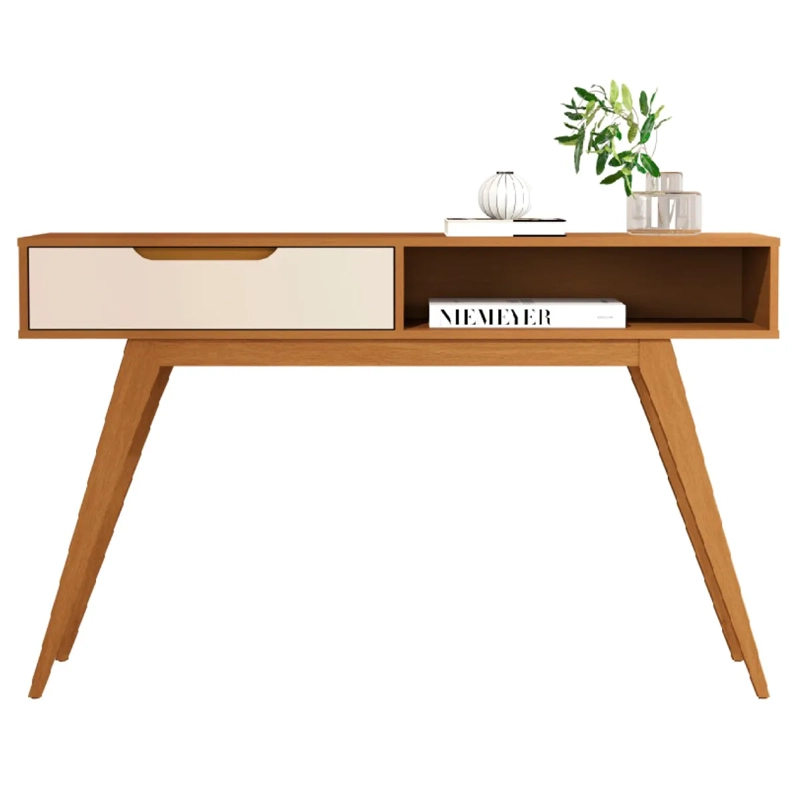 MESA DE ARRIMO BE DESIGN MDP 136 CM RETRO CARAMELO/PERLA - 2