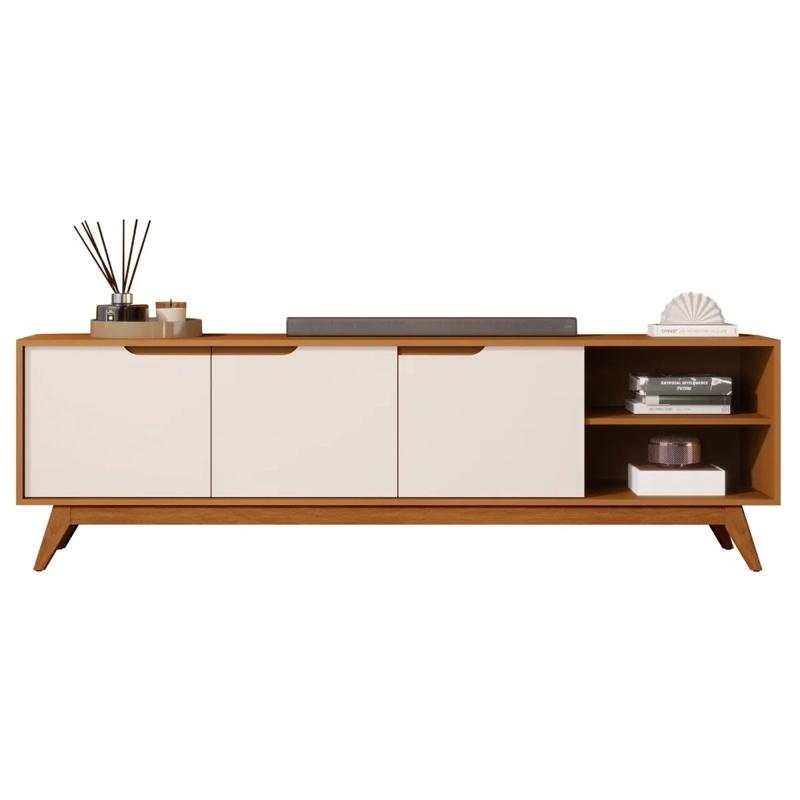RACK TV BE DESIGN MDP 60" 3 PUERTAS CARAMELO/PERLA - 2