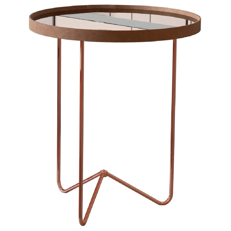 MESA LATERAL BE DESIGN METAL 50 CM REDONDA BRONCE - 1