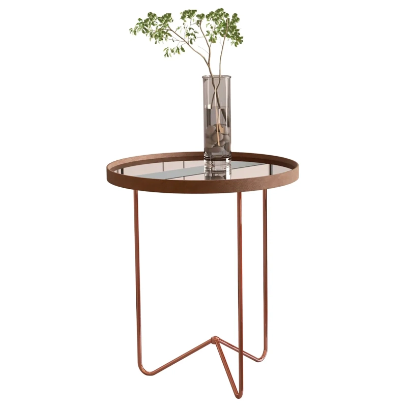 MESA LATERAL BE DESIGN METAL 50 CM REDONDA BRONCE - 2