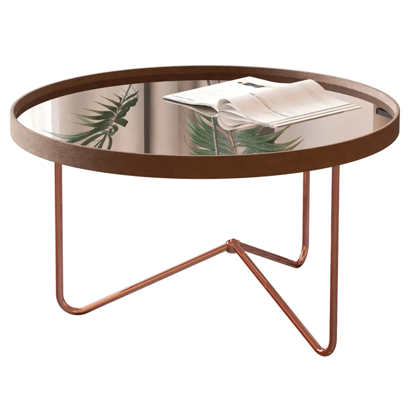 MESA DE CENTRO BE DESIGN METAL 38 CM REDONDA BRONCE - 1