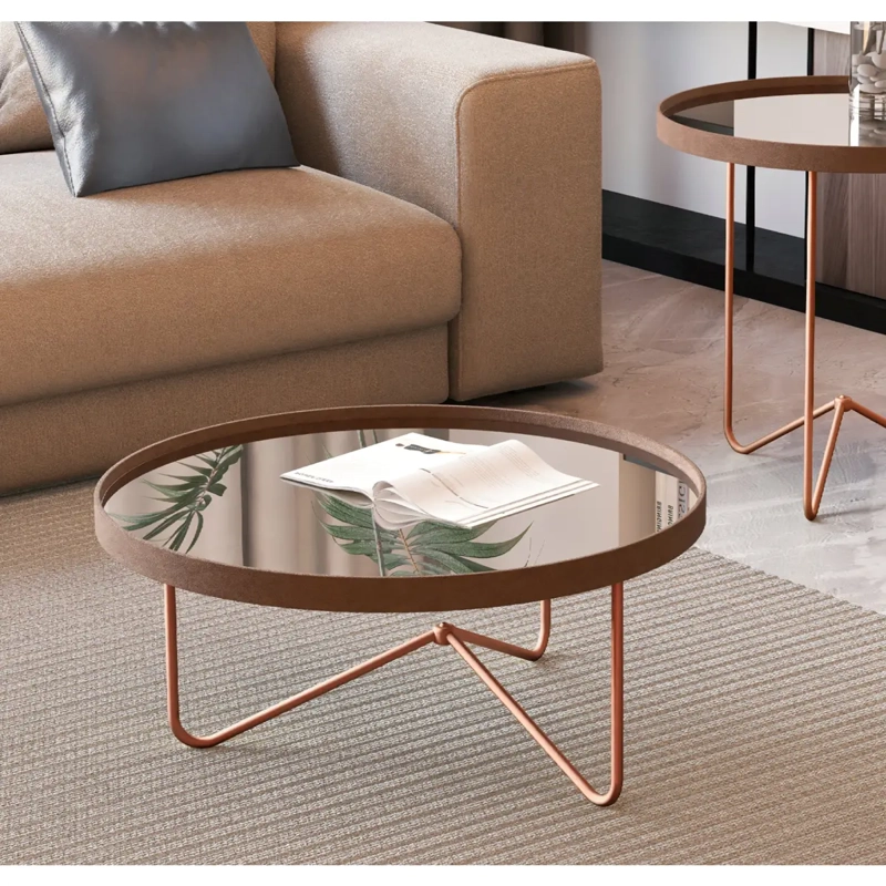 MESA DE CENTRO BE DESIGN METAL 38 CM REDONDA BRONCE - 4