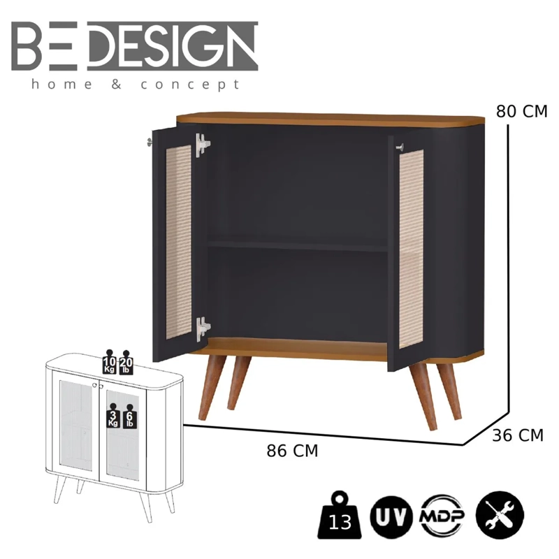 BUFFET BE DESIGN NEON NEGRO 2 PUERTAS CARAMELO - 5