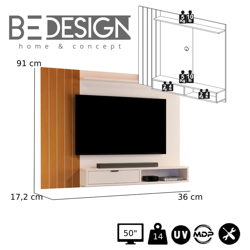 PANEL BE DESIGN MDP 50" JB 01 PERLA/CARAMELO - 4