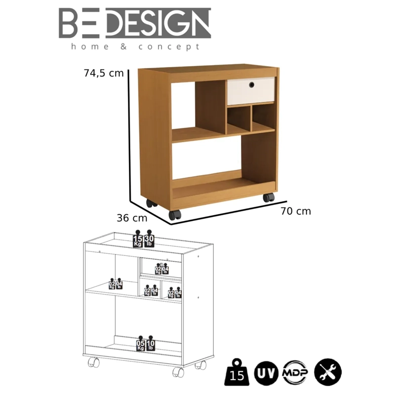 MINI BAR BE DESIGN JB 4000 /PERLA 1 CAJÓN CARAMELO - 3