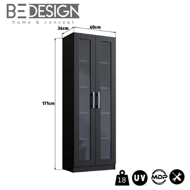 ARMARIO BE DESIGN EMOVELL 2 PUERTAS NEGRO - 3