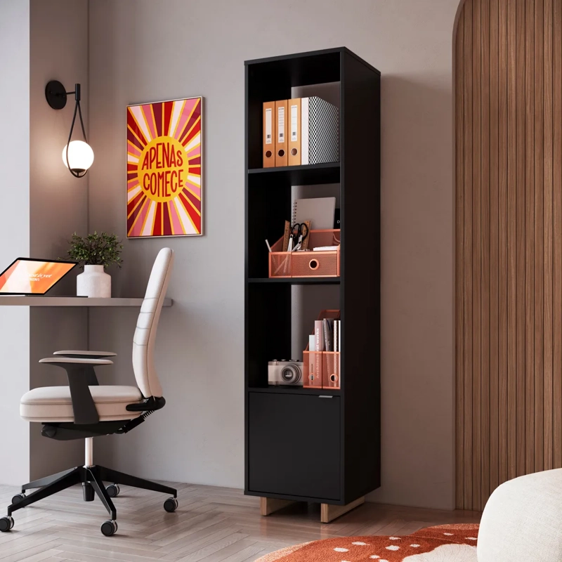 ARMARIO BE DESIGN NOMAD EMOVELL 3 ESPACIOS 1 PUERTA NEGRO - 4