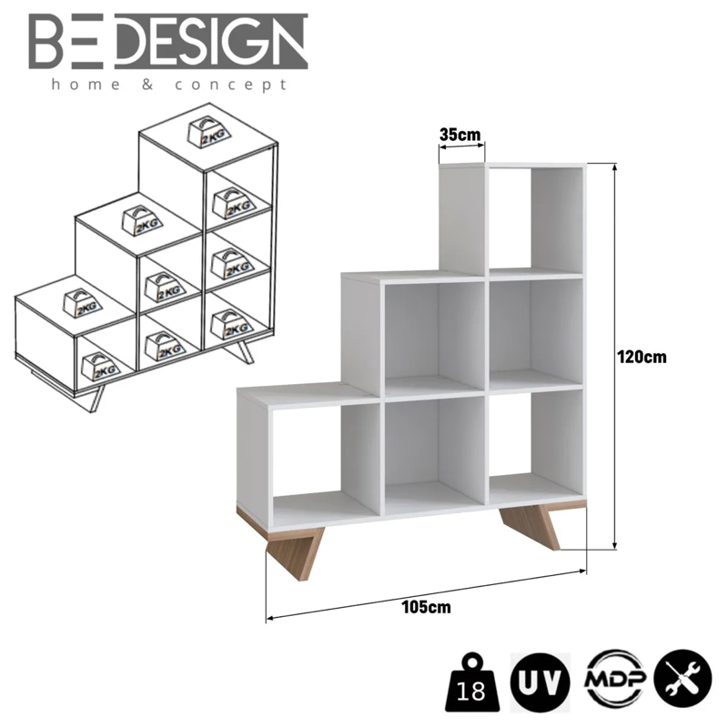 ESTANTE BE DESIGN NOBU EMOVELL 6 REPISAS MDP BLANCO - 3