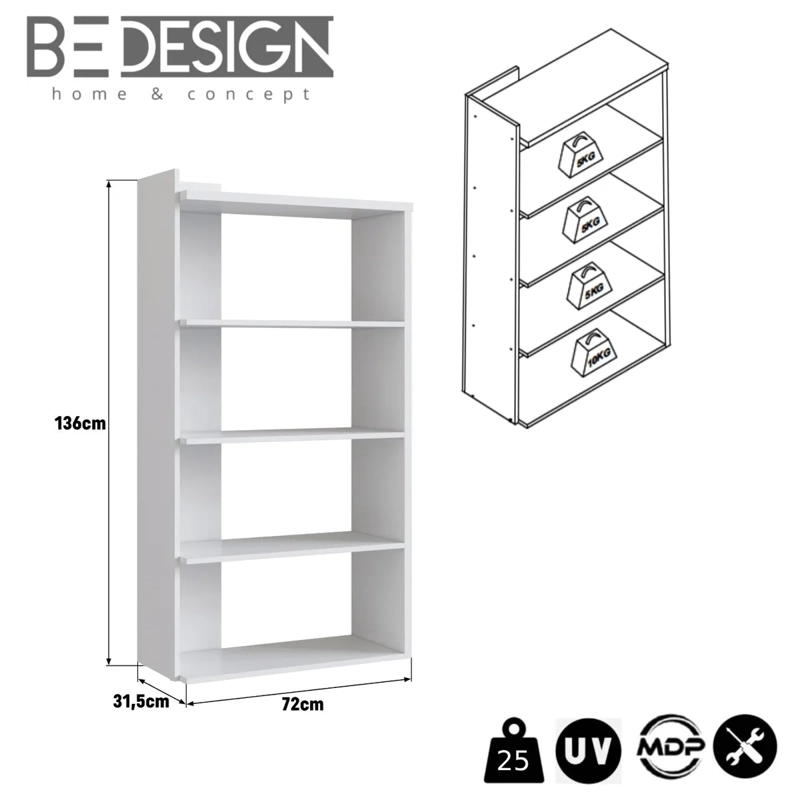 ESTANTE BE DESIGN SENSE EMOVELL 4 REPISAS MDP BLANCO - 3