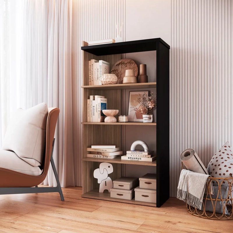 ESTANTE BE DESIGN SENSE EMOVELL 4 REPISAS MDP CASTAÑO/NEGRO - 4