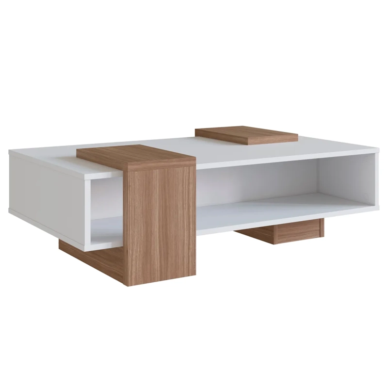 MESA DE CENTRO BE DESIGN MDP 93 CM SENSE EMOVELL BLANCO/CASTAÑO - 1